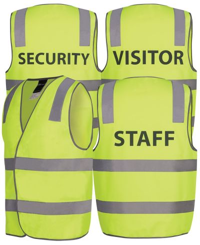 HI VIS (D+N) SAFETY VEST PRINT (SECURITY/ STAFF/ VISITOR)